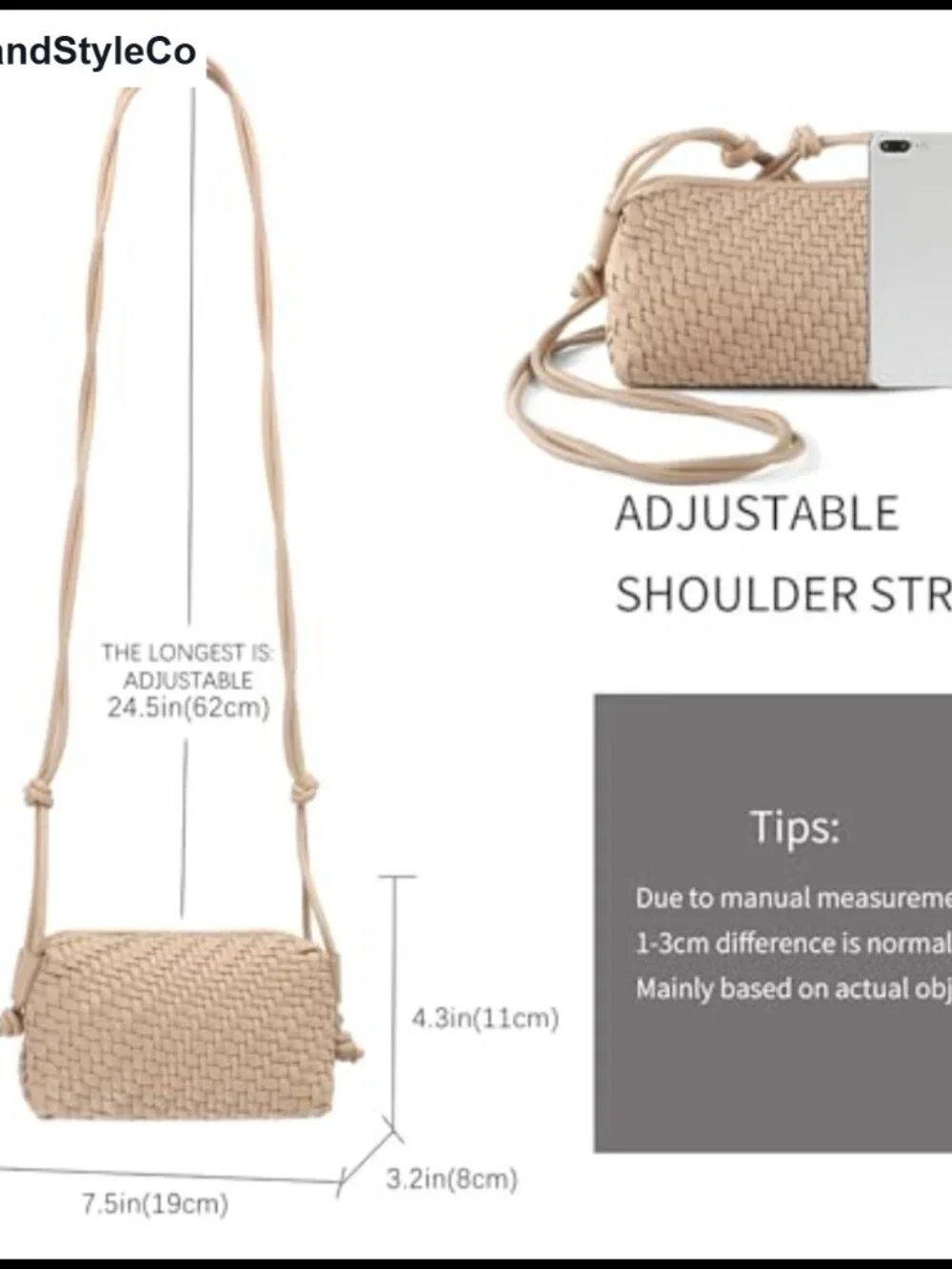 Woven Vegan Leather Crossbody Bag for Women, Handmade Purse